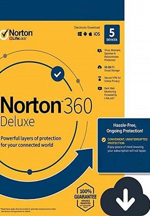 Norton 360 Deluxe + 50 GB Cloud Storage (5 Devices, 1 Year) - Key - EUROPE